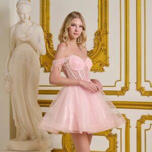 New Fit & Flare Off Shoulder Sequins Embellished Mini Cocktail Dress GL GS3634